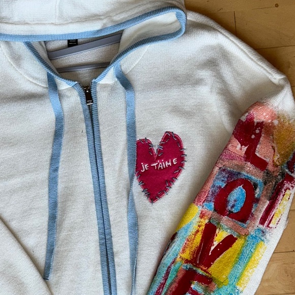 AQUA by Kerri Rosenthal Love hooded sweater Medium. CB - Picture 2 of 8